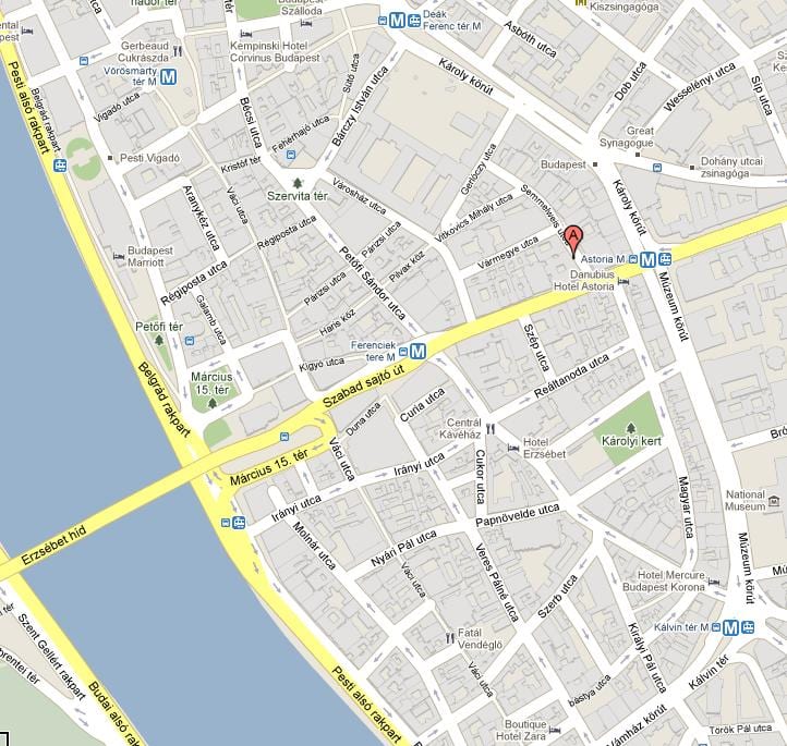 خريطة budapest hostel