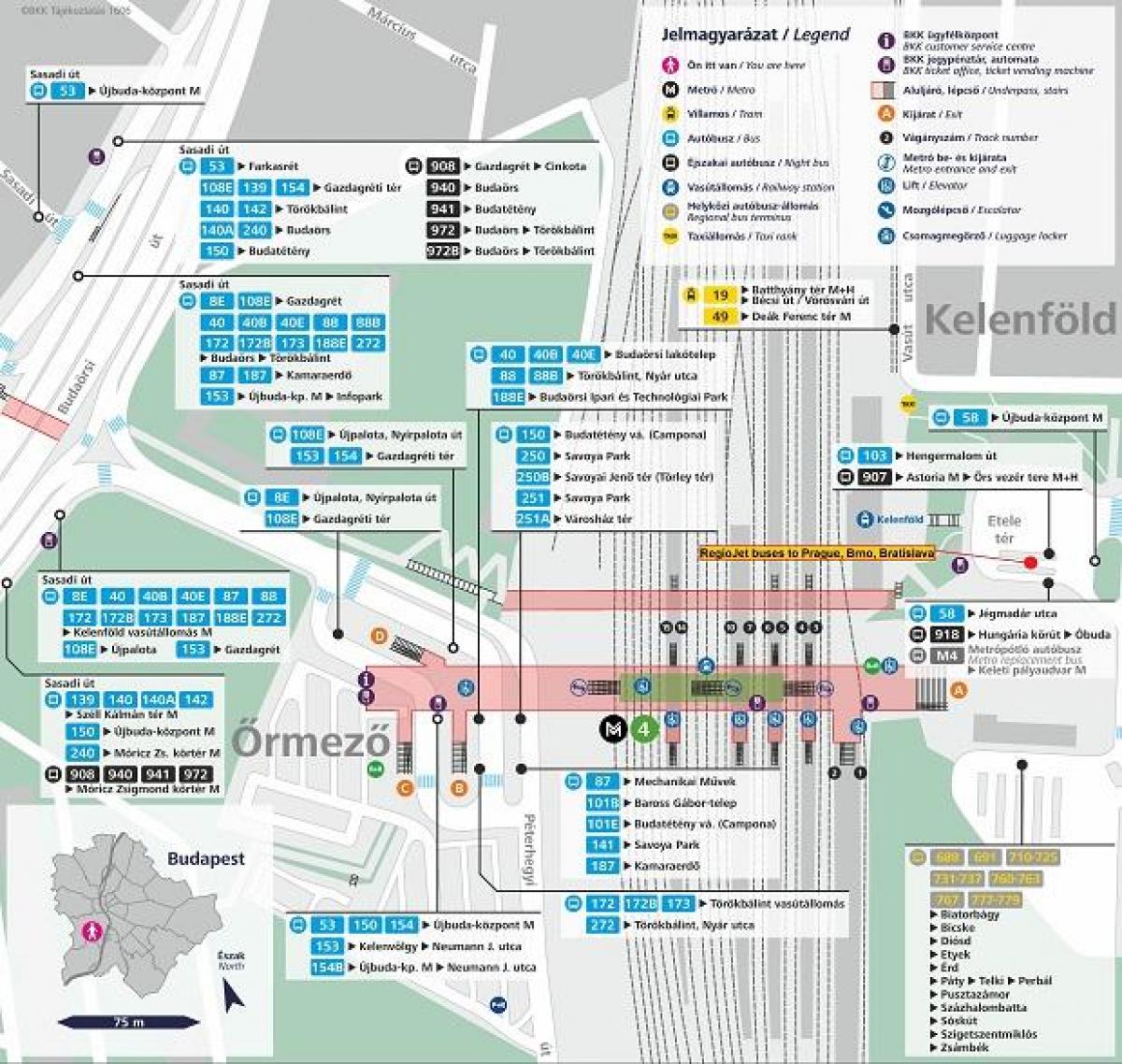 خريطة بودابست kelenfoe محطة