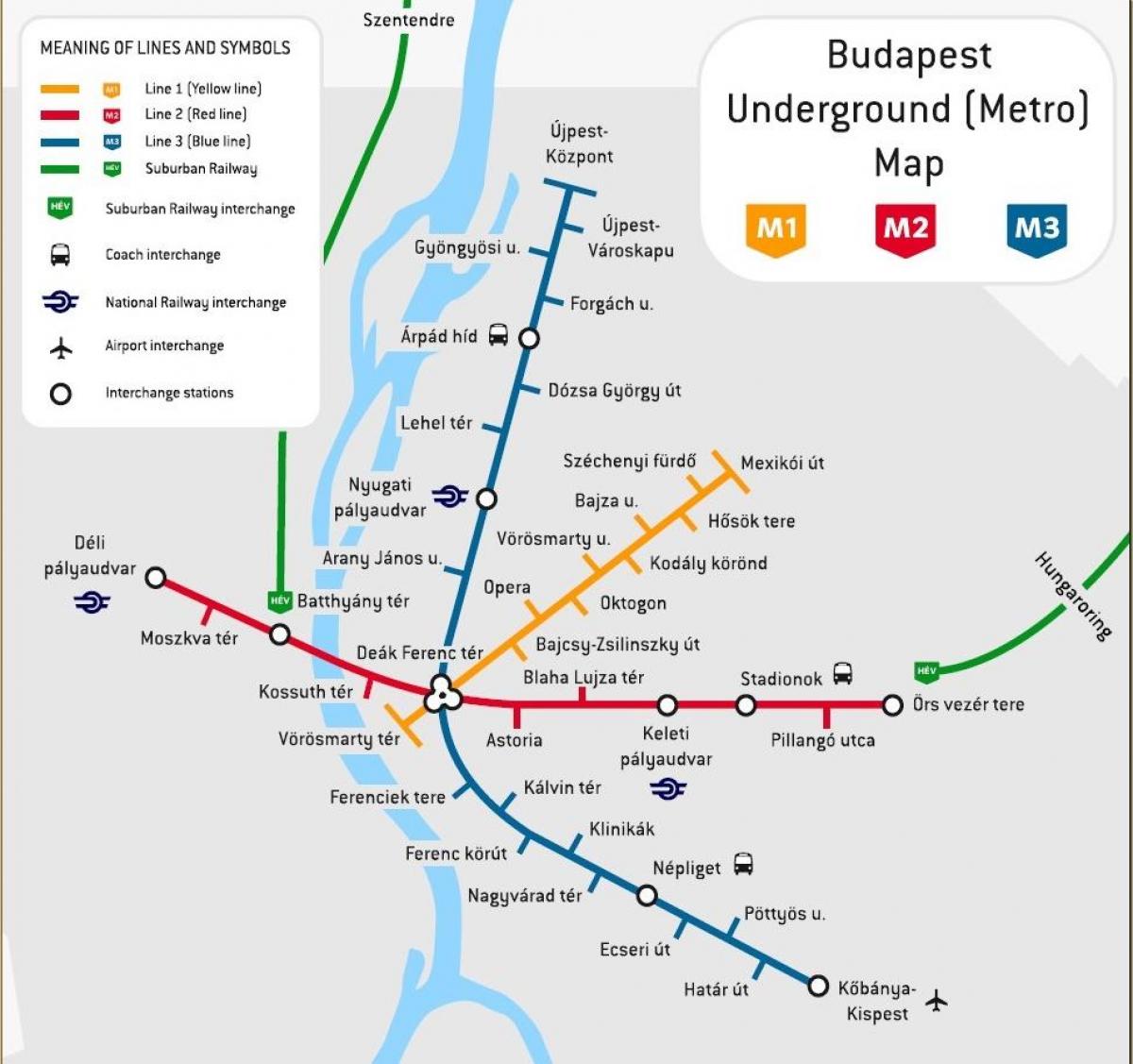 خريطة المترو المجر بودابست