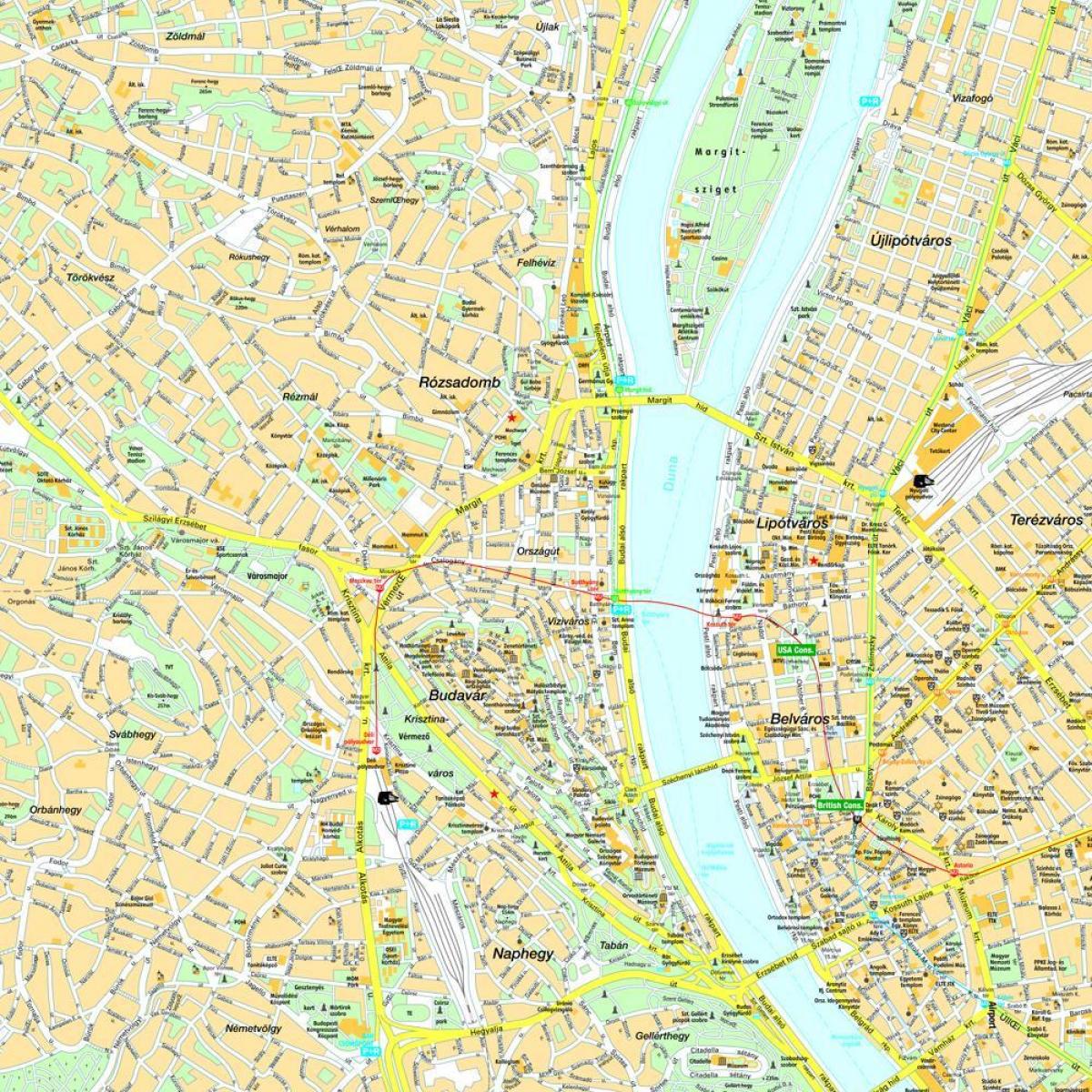 خريطة بودابست والمنطقة المحيطة بها