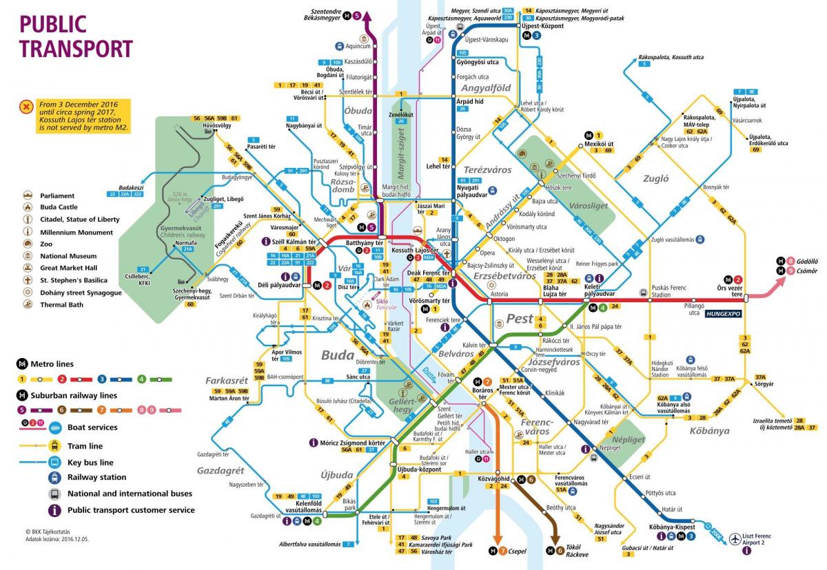 خريطة بودابست النقل العام