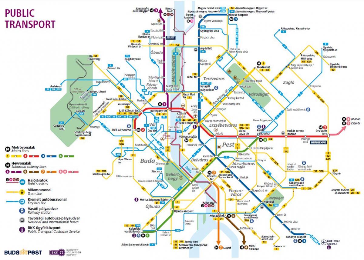 بودابست خطوط الحافلات خريطة